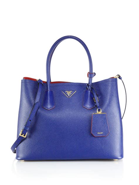 prada blue leather handbag 2 pieces double strap|Prada navy blue.